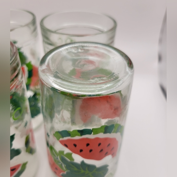 Vintage Set of 4 Watermelon Tumblers by ANCHOR HOCKING. Summer Glasses. - Picture 3 of 6